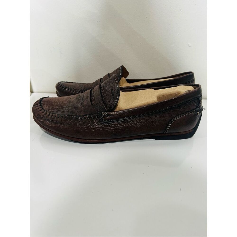 GEOX Respira Brown Leather Men's Slip On Penny Loafers Size 10